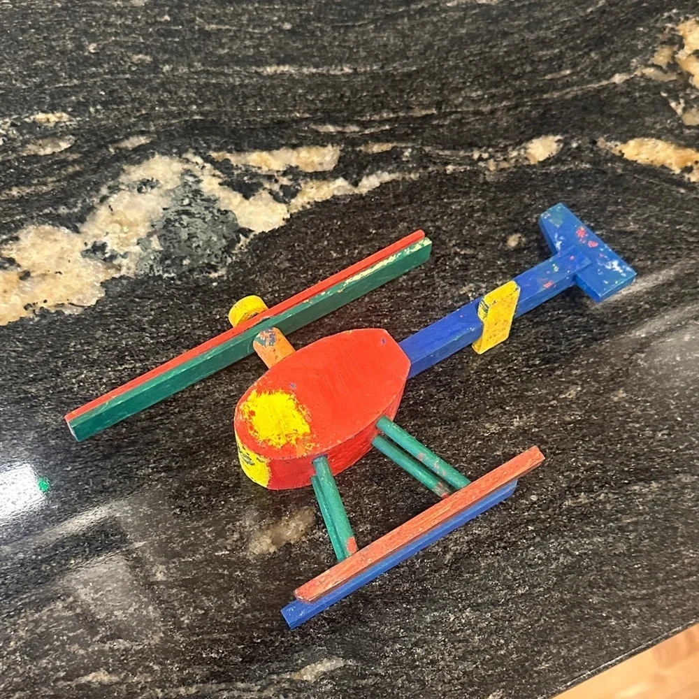 Vibrant Wooden Helicopter Toy